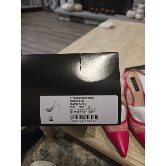 Aqua Women's Pink Mesh Pointed Toe Slingback High Heel Pumps Size 8B - Picture 6 of 6